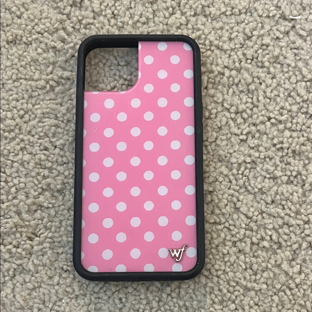Wildflower iPhone 13 case pink and white polka dots
